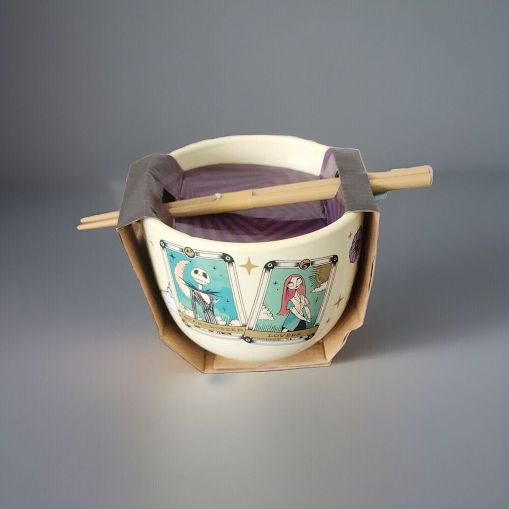 🔥Nightmare Before Christmas Ceramic Ramen Bowl with Chopsticks BNWT🔥